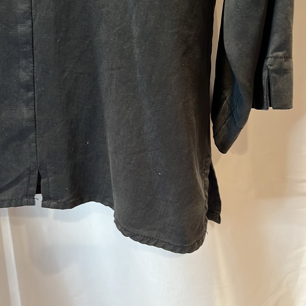 Notations 100% Silk Button Down 3/4 Sleeve Black … - image 5